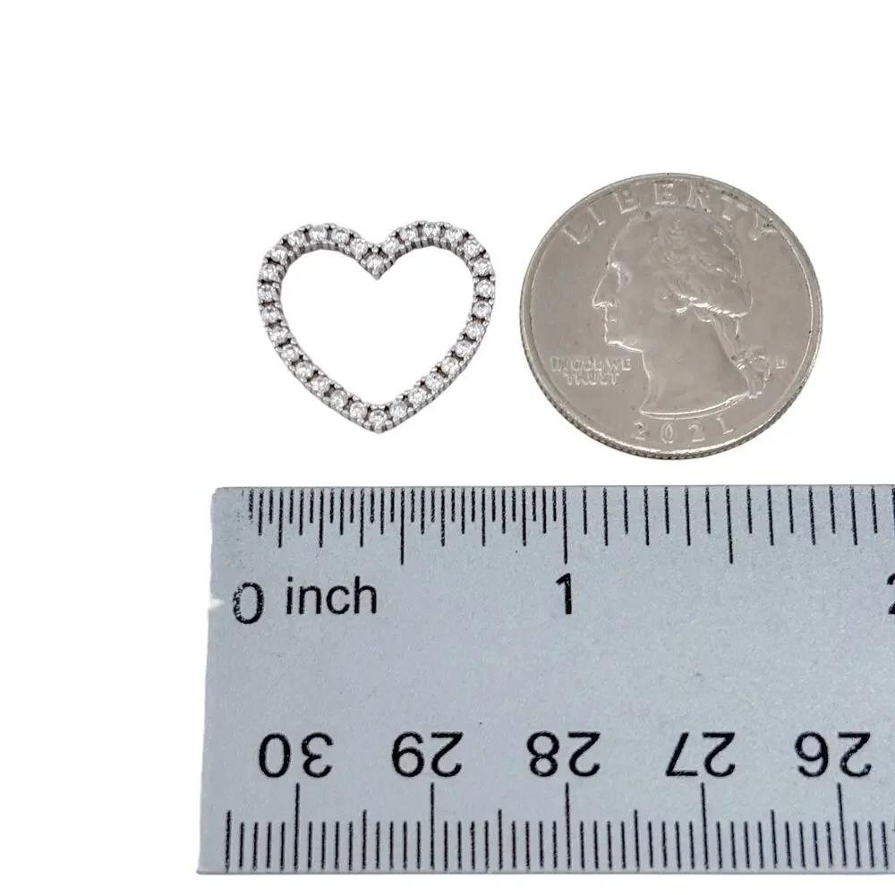 Vintage Sterling Silver 925 Cubic Zirconia Open Heart Pendant